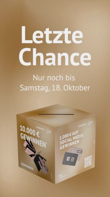 Letzte Chance auf 1.000 € Inside-Gutscheine! 😍
Nur noch bis Samstag, 18. Oktober – jetzt einkaufen, Gewinnkarte ausfüllen & mit etwas Glück gewinnen!
👉 Mehr Infos auf inside-dornbirn.com