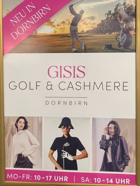 Neu in Dornbirn – Gisis Golf & Cashmere! 🏌️♀️
In der Marktstraße 24 findet ihr von Montag bis Samstag premium Golf-Fashion und allerlei Zubehör⛳️👚