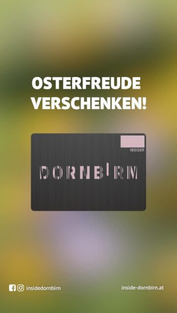 Noch auf der Suche nach dem perfekten Ostergeschenk? 🐣🌷

Wie wär’s mit dem INSIDER Gutschein – damit liegt ihr garantiert richtig und schenkt echte Freude!

Oder ihr stöbert direkt bei unseren Mitgliedern – dort findet ihr bestimmt das passende Geschenk.
