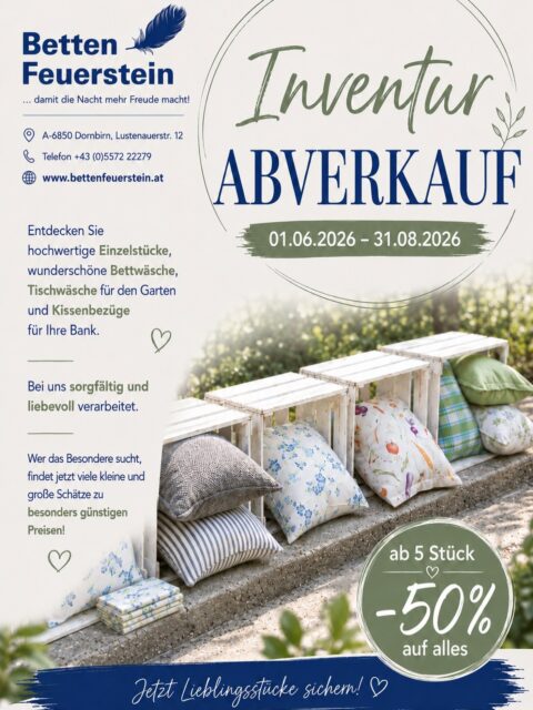 Besondere Schätze zum Entdecken ✨
Ob hochwertige Einzelstücke, wunderschöne Bettwäsche, stilvolle Tischwäsche für den Garten oder liebevoll gefertigte Kissenbezüge – bei @bettenfeuerstein finden Sie das Besondere für Ihr Zuhause.
Jetzt viele kleine und große Lieblingsstücke zu besonders attraktiven Preisen entdecken. 💛
Kommen Sie vorbei und lassen Sie sich inspirieren!